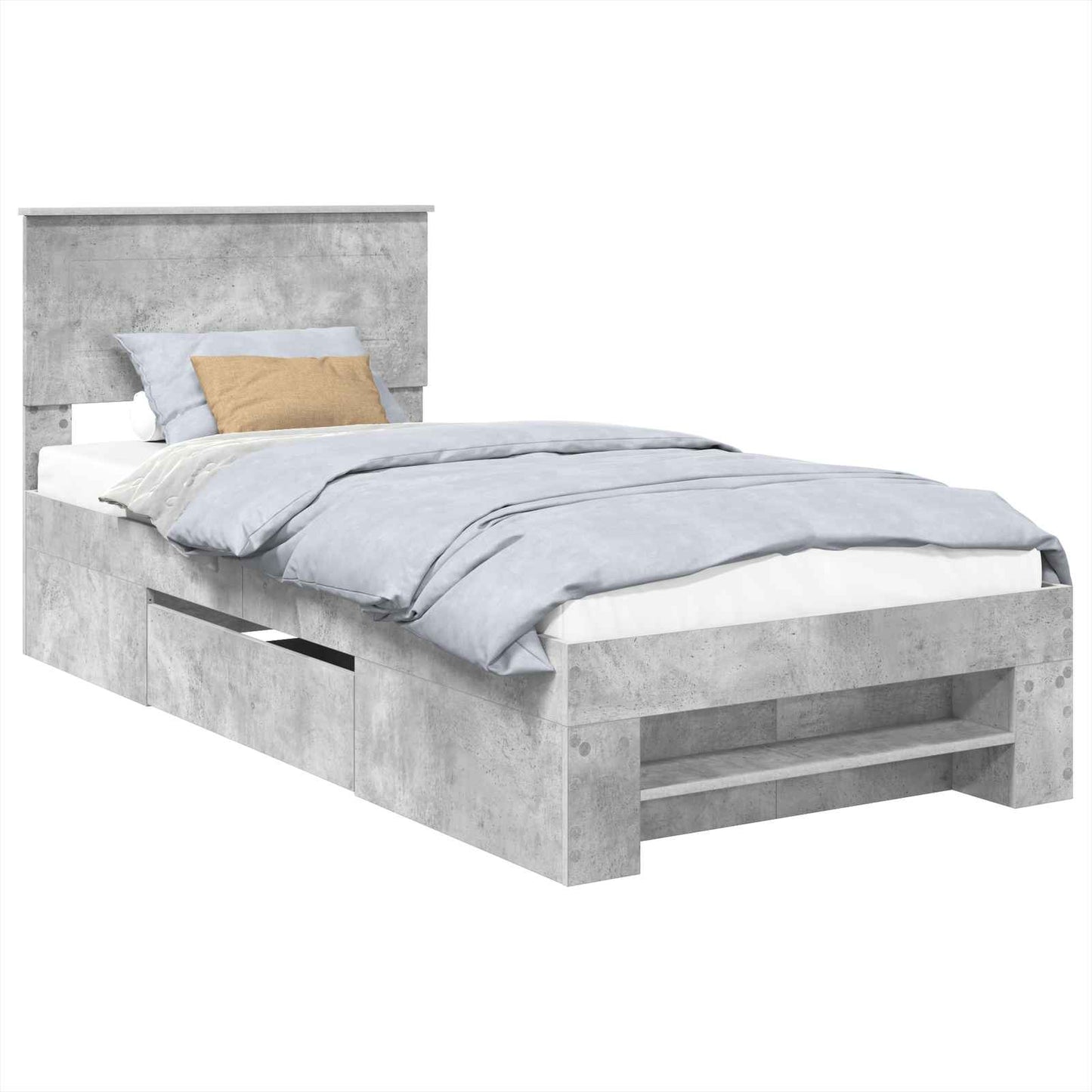 Bettrahmen mit Kopfteil Beton Grau 80 x 200 cm Holzwerkstoff