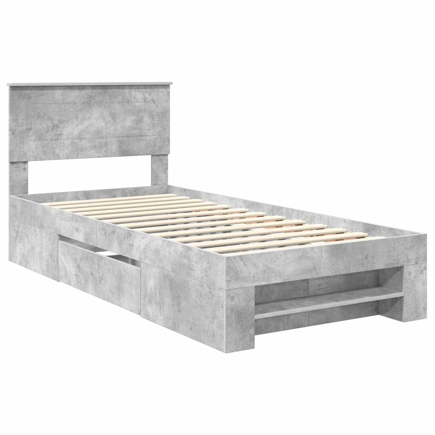 Bettrahmen mit Kopfteil Beton Grau 80 x 200 cm Holzwerkstoff