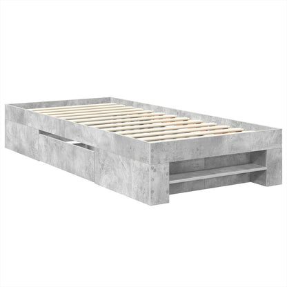 Bettrahmen mit Kopfteil Beton Grau 80 x 200 cm Holzwerkstoff