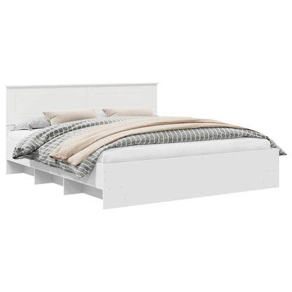 Bettrahmen mit Kopfteil Weiß 200 x 200 cm Holzwerkstoff