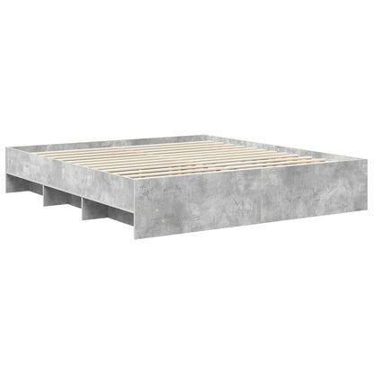 Bettrahmen mit Kopfteil Beton Grau 200 x 200 cm Holzwerkstoff