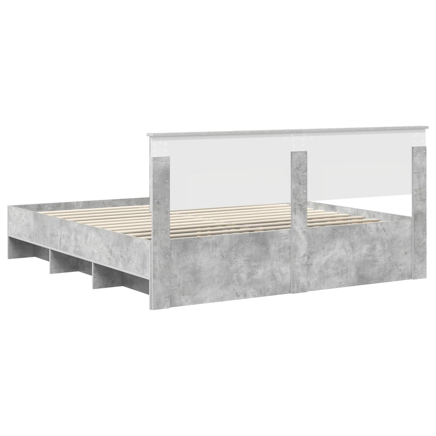 Bettrahmen mit Kopfteil Beton Grau 200 x 200 cm Holzwerkstoff