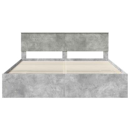 Bettrahmen mit Kopfteil Beton Grau 200 x 200 cm Holzwerkstoff