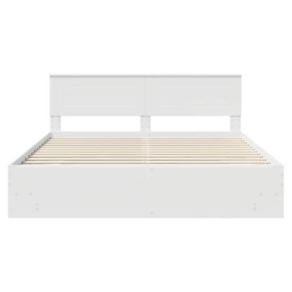 Bettrahmen mit Kopfteil Weiß 180 x 200 cm Holzwerkstoff