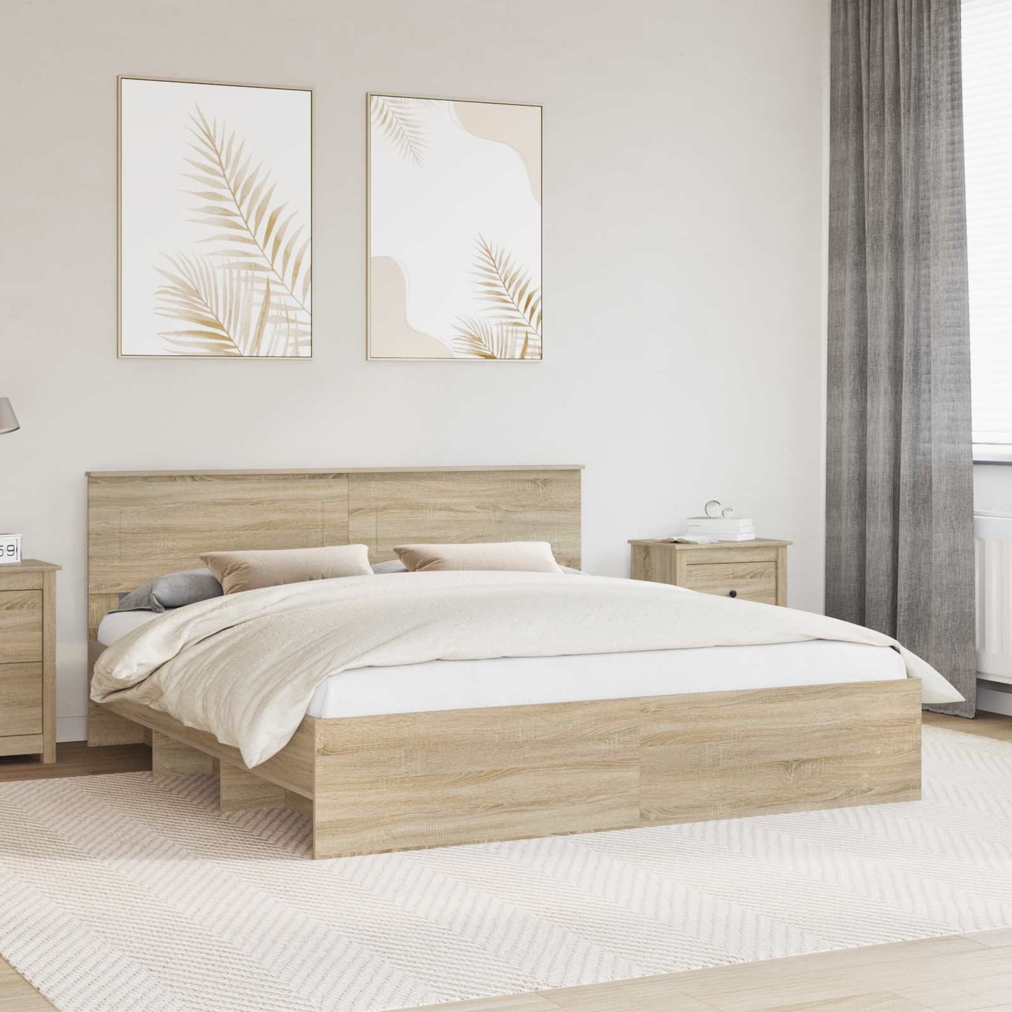 Bettrahmen mit Kopfteil Sonoma-Eiche 180 x 200 cm Holzwerkstoff