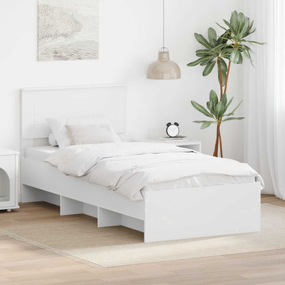 Bettrahmen mit Kopfteil Weiß 120 x 123 cm Holzwerkstoff