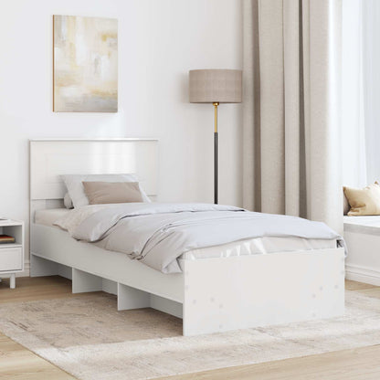 Bettrahmen mit Kopfteil Weiß 120 x 123 cm Holzwerkstoff