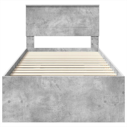 Bettrahmen mit Kopfteil Beton Grau 90 x 200 cm Holzwerkstoff