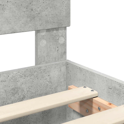 Bettrahmen mit Kopfteil Beton Grau 90 x 200 cm Holzwerkstoff