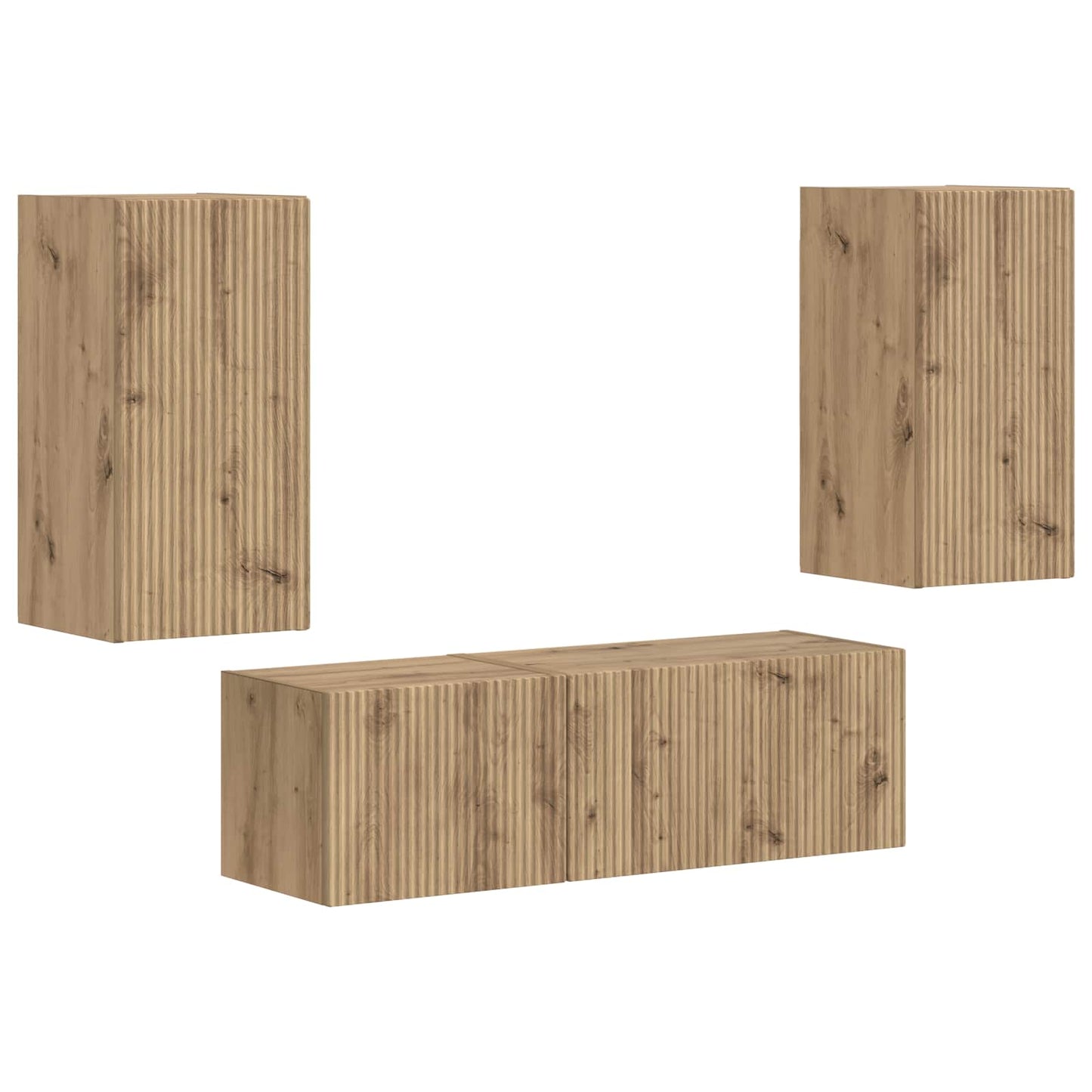 TV-Wandregal-Set Wandmontiert 4 pcs Artisan-Eiche Holzwerkstoff