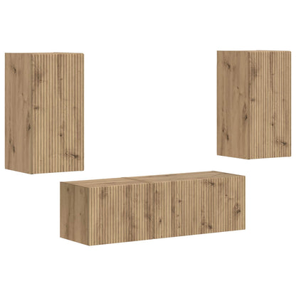 TV-Wandregal-Set Wandmontiert 4 pcs Artisan-Eiche Holzwerkstoff