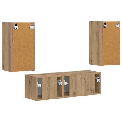 TV-Wandregal-Set Wandmontiert 4 pcs Artisan-Eiche Holzwerkstoff
