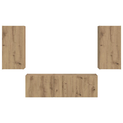 TV-Wandregal-Set Wandmontiert 4 pcs Artisan-Eiche Holzwerkstoff