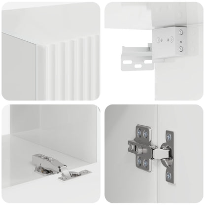 TV-Wandregal-Set 4 pcs Hochglanz Weiß Holzwerkstoff