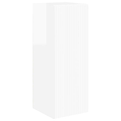 TV-Wandregal-Set 4 pcs Hochglanz Weiß Holzwerkstoff