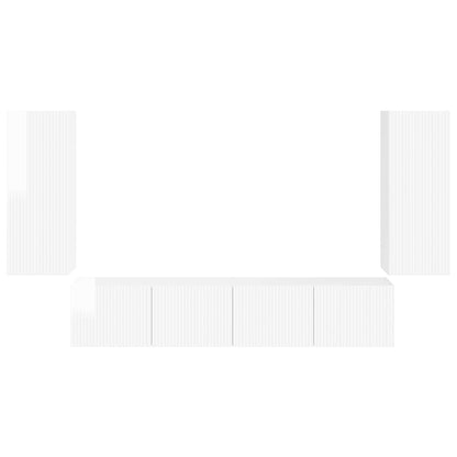 TV-Wandregal-Set 4 pcs Hochglanz Weiß Holzwerkstoff