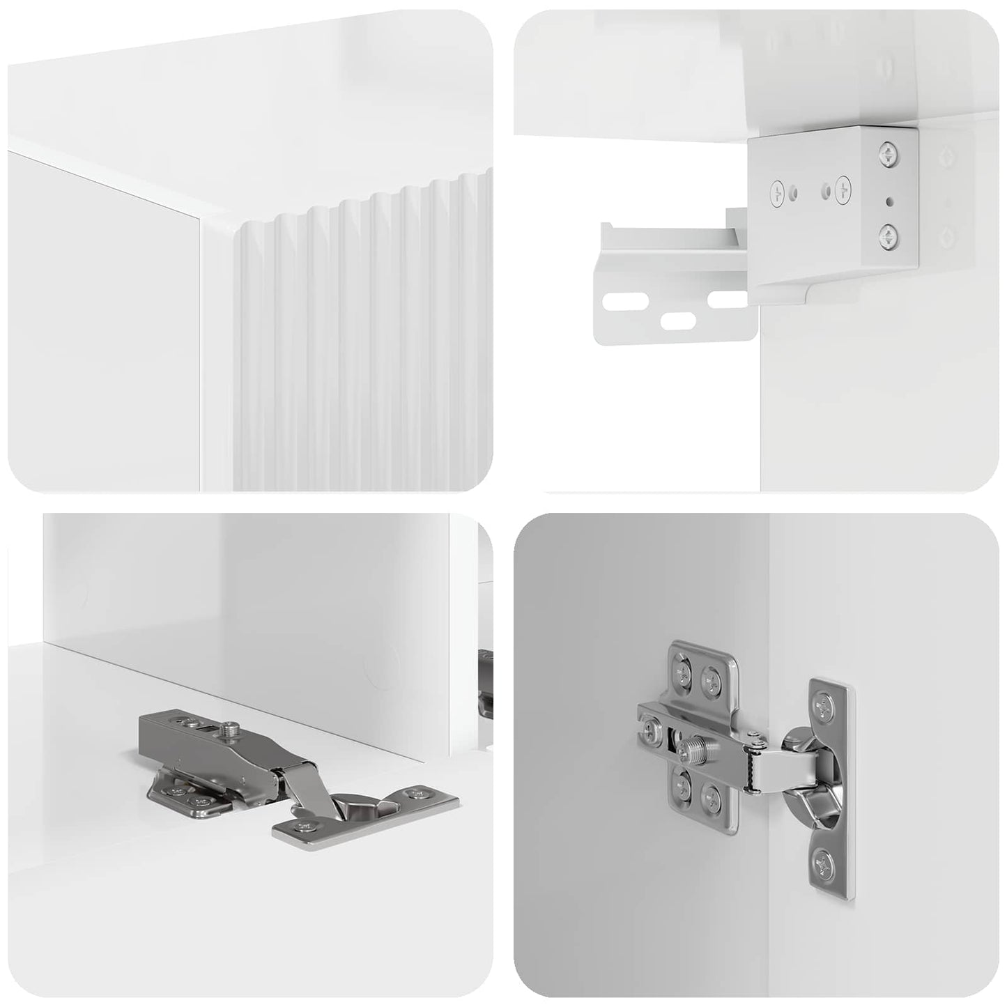 TV-Wandregal-Set 4 pcs Hochglanz Weiß Holzwerkstoff