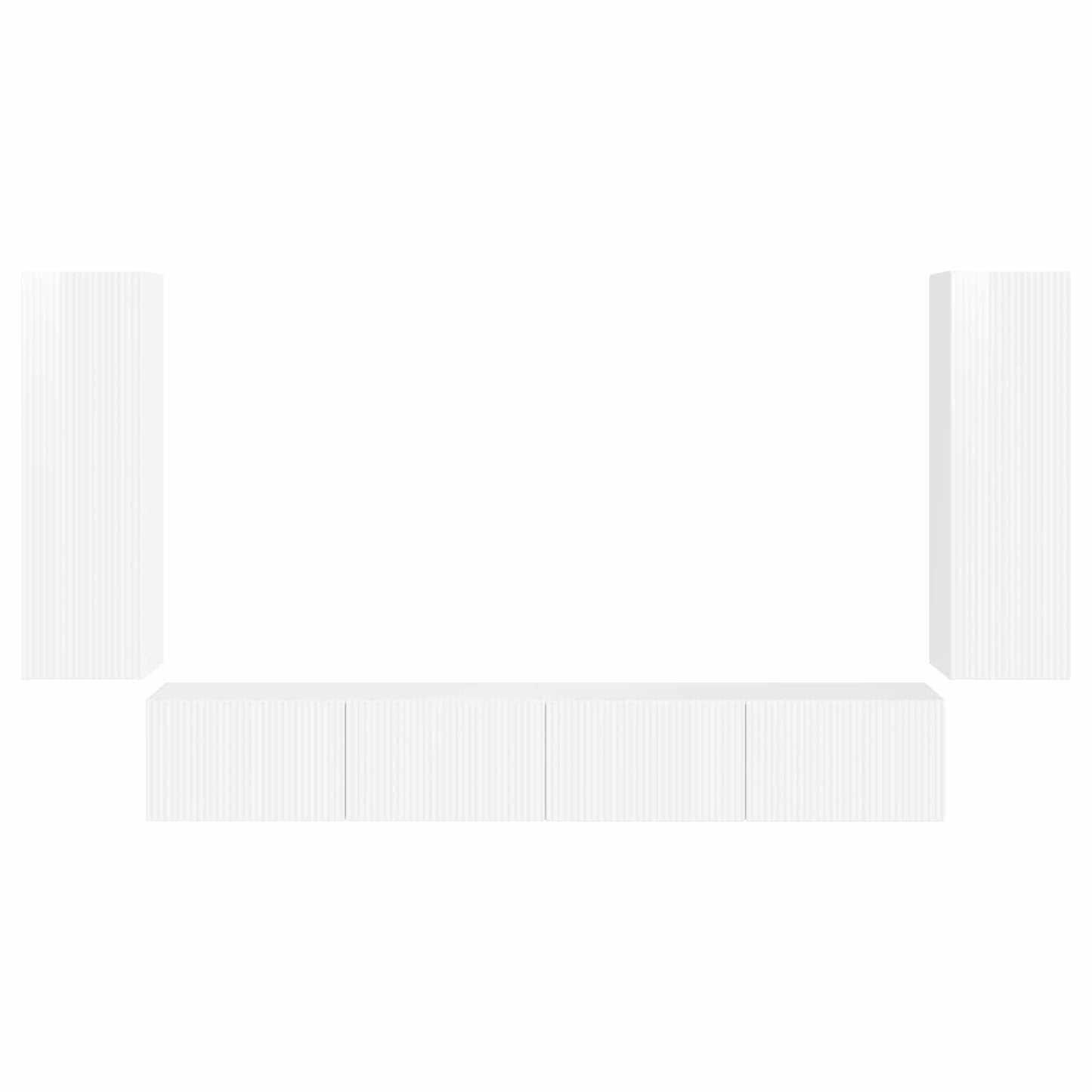 TV-Wandregal-Set 4 pcs Hochglanz Weiß Holzwerkstoff