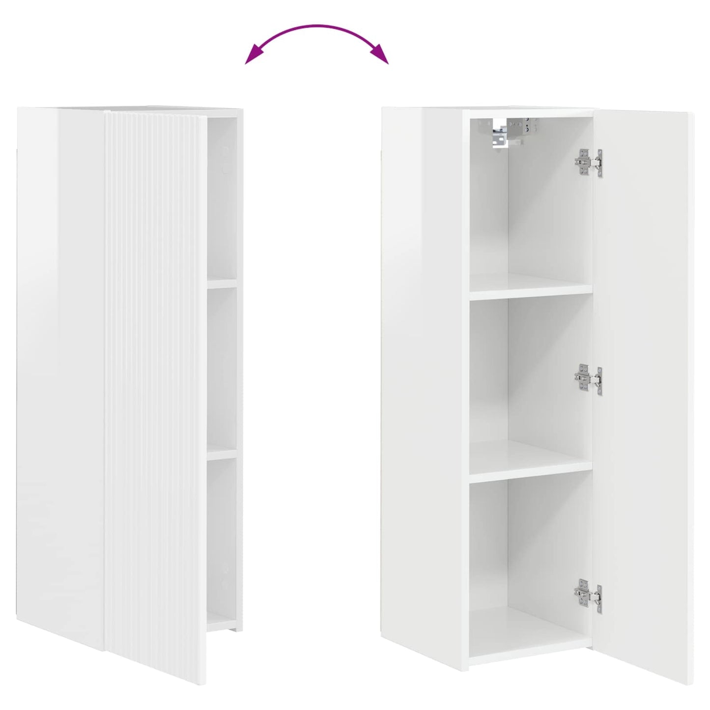 TV-Wandregal-Set 4 pcs Hochglanz Weiß Holzwerkstoff