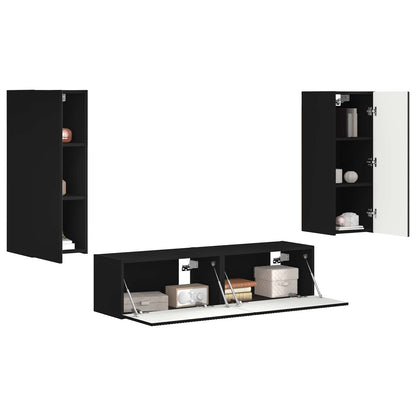 TV-Schrankset Wandmontiert 2 pcs Schwarz Holzwerkstoff