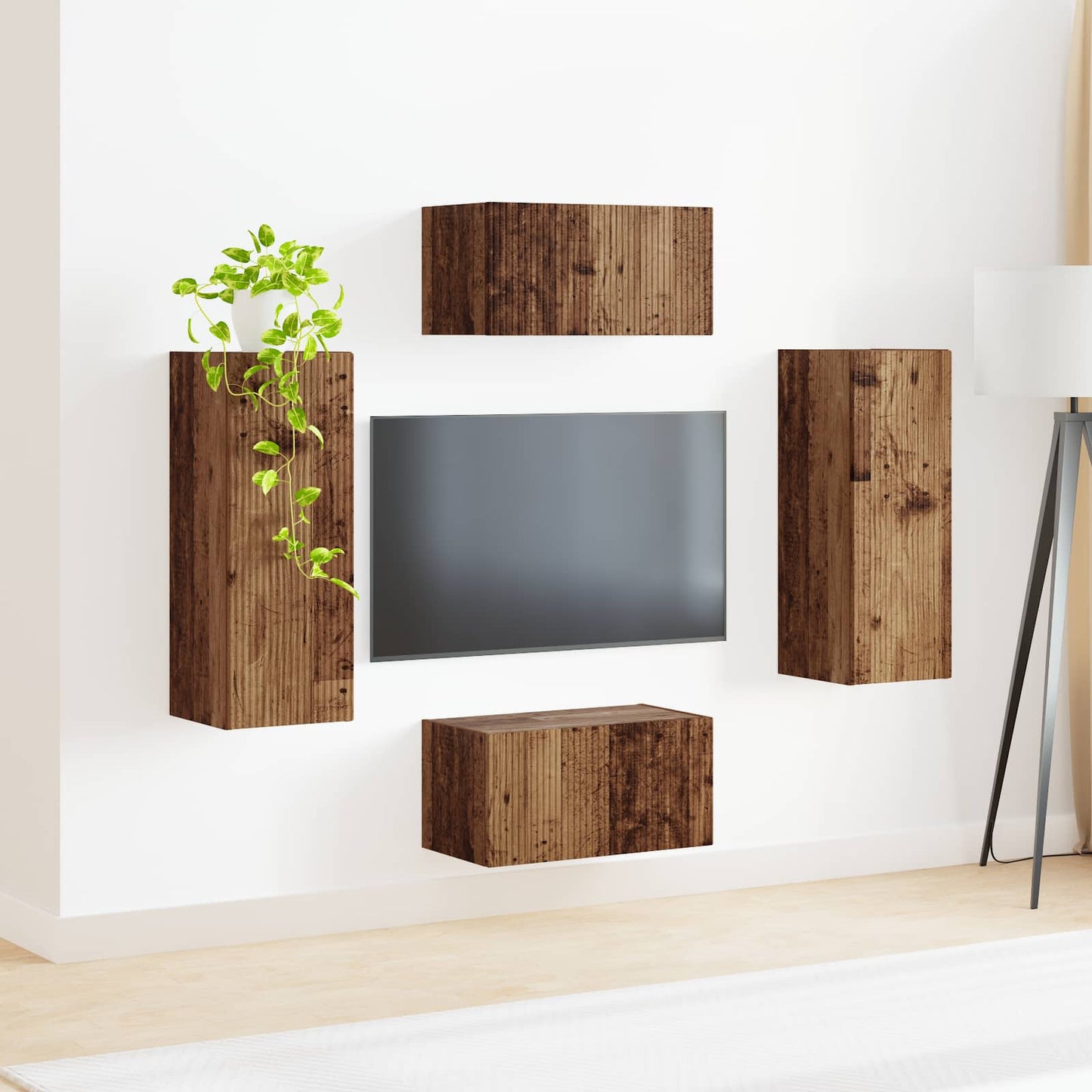 TV-Schrankset Wandmontiert 2 pcs Altholz Holzwerkstoff