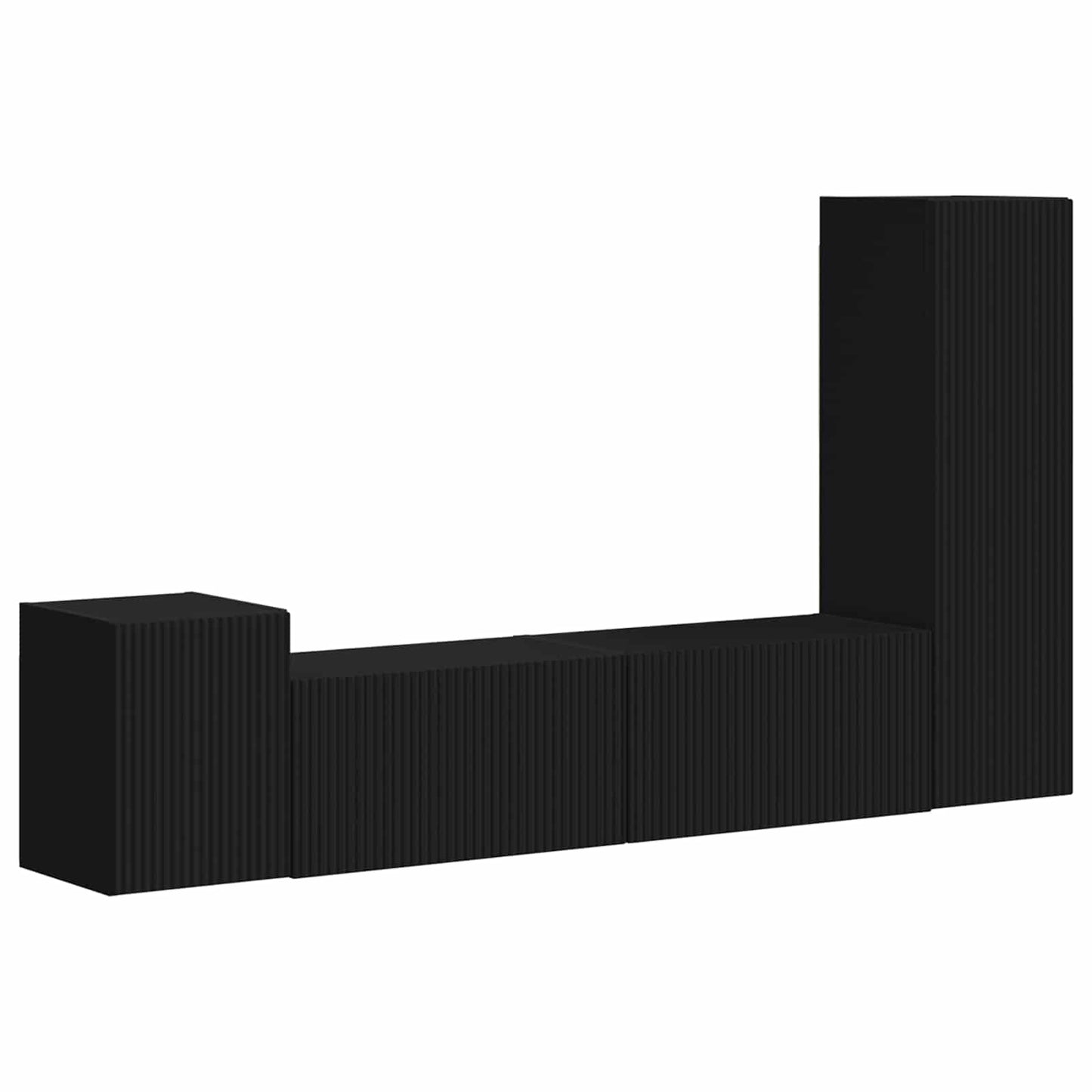 TV-Schrankset Wandmontiert 4 pcs Schwarz Holzwerkstoff