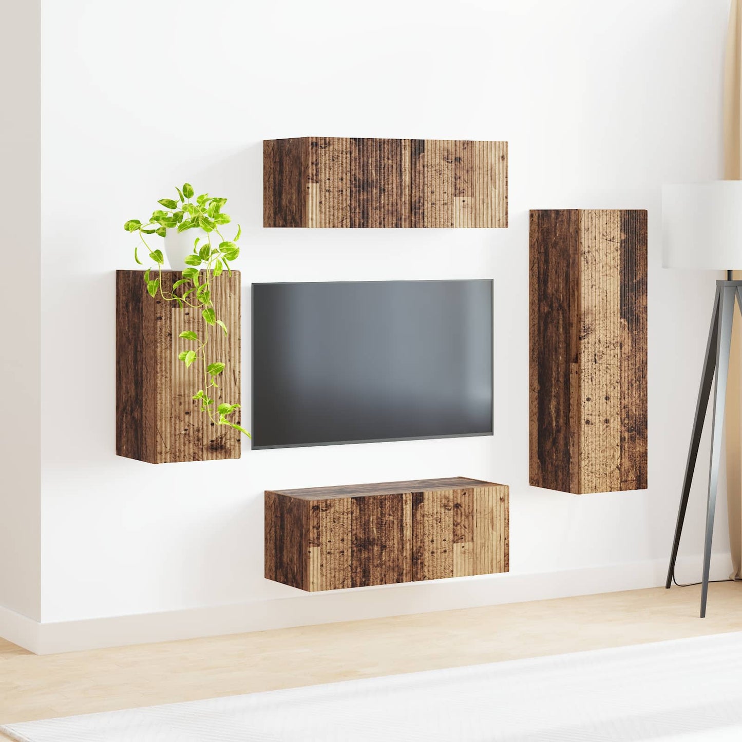 TV-Schrankset Wandmontiert 4 pcs Altholz Holzwerkstoff