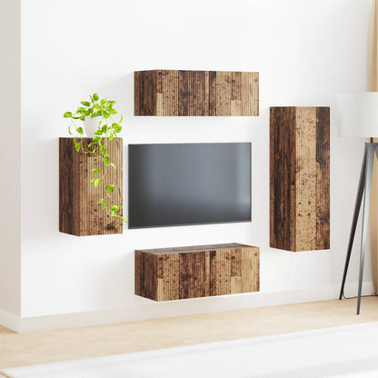 TV-Schrankset Wandmontiert 4 pcs Altholz Holzwerkstoff