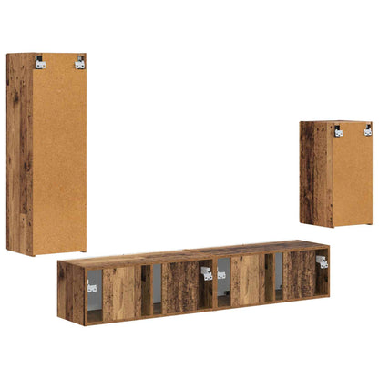TV-Schrankset Wandmontiert 4 pcs Altholz Holzwerkstoff