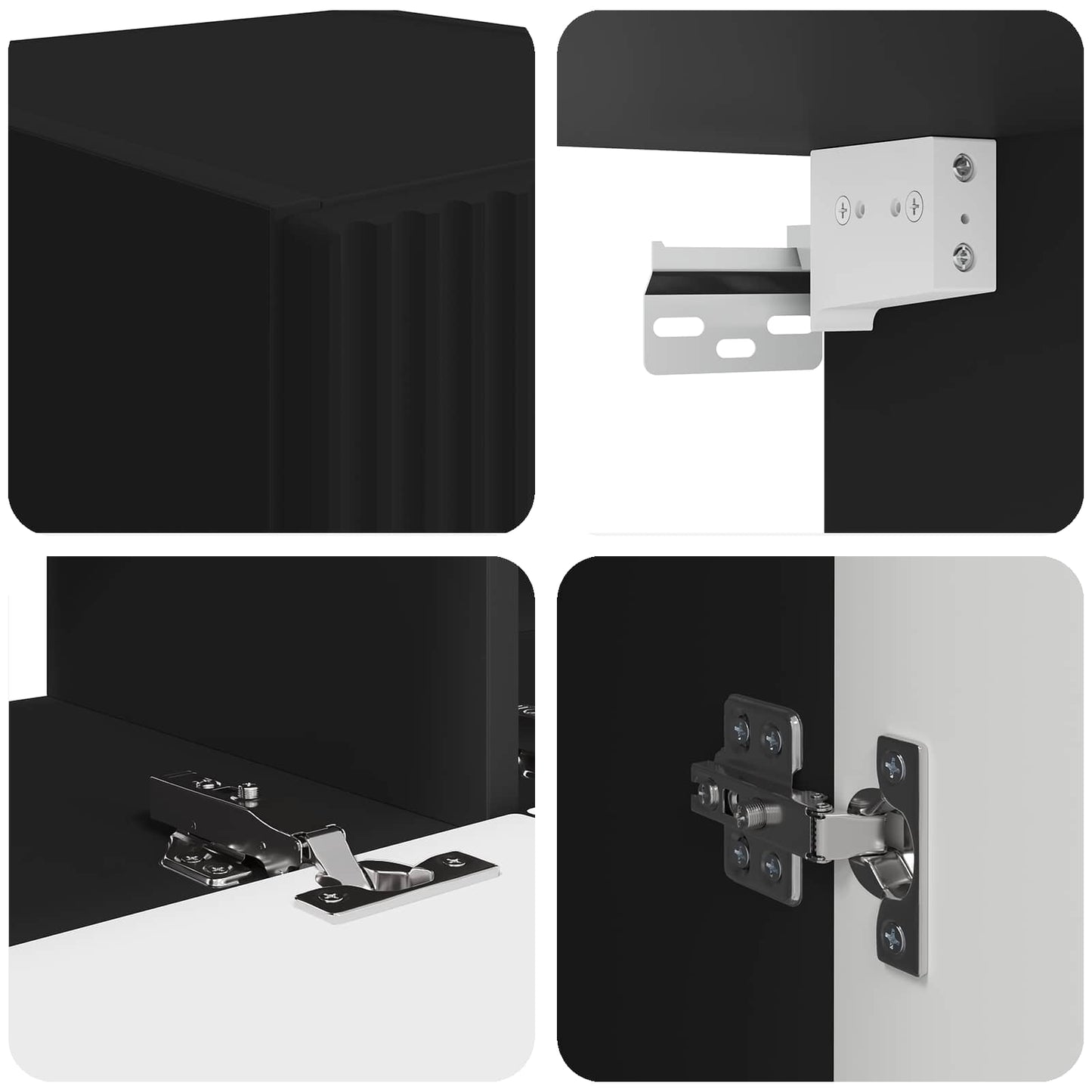 TV-Schrankset Wandmontiert 4 pcs Schwarz Holzwerkstoff