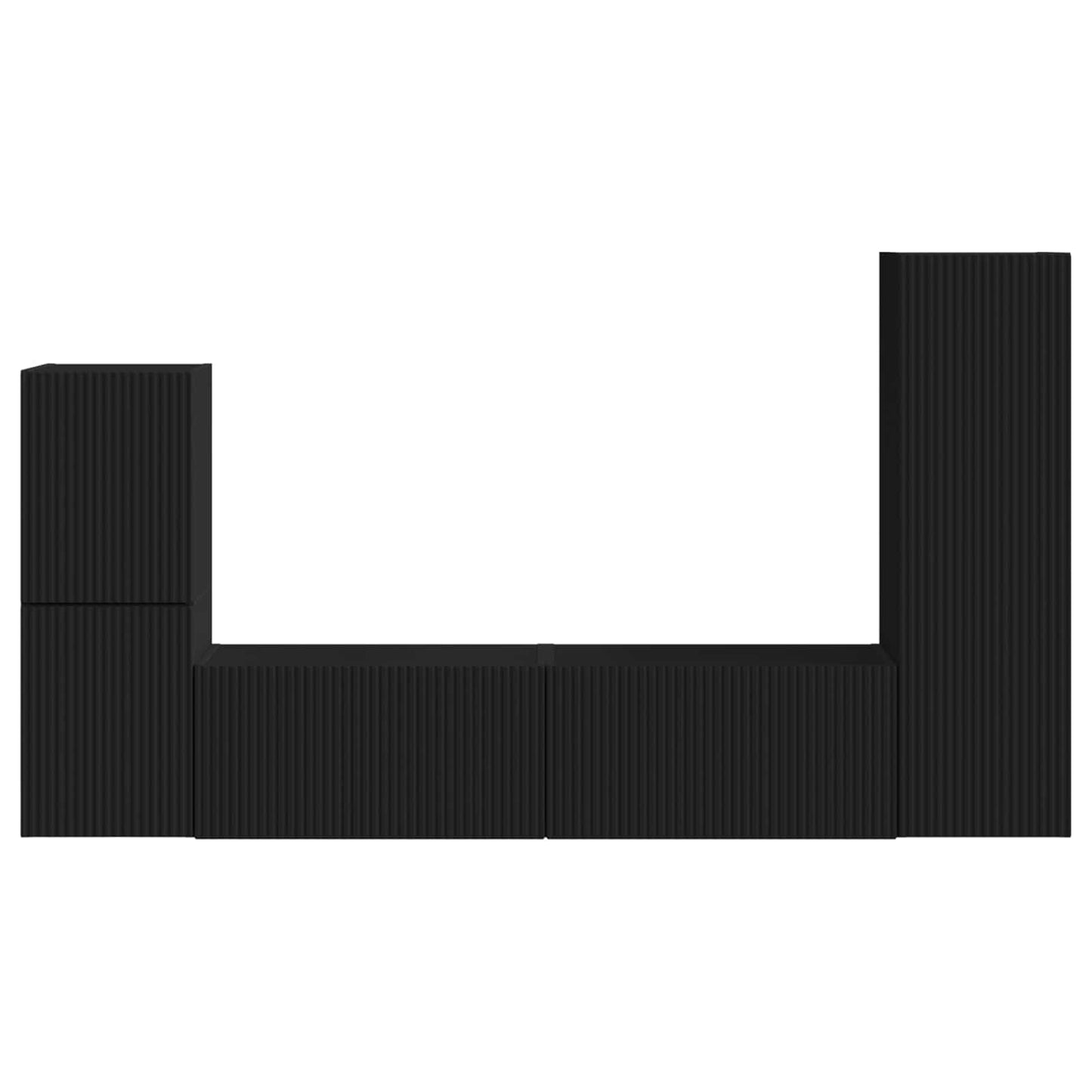 TV-Schrankset Wandmontiert 4 pcs Schwarz Holzwerkstoff