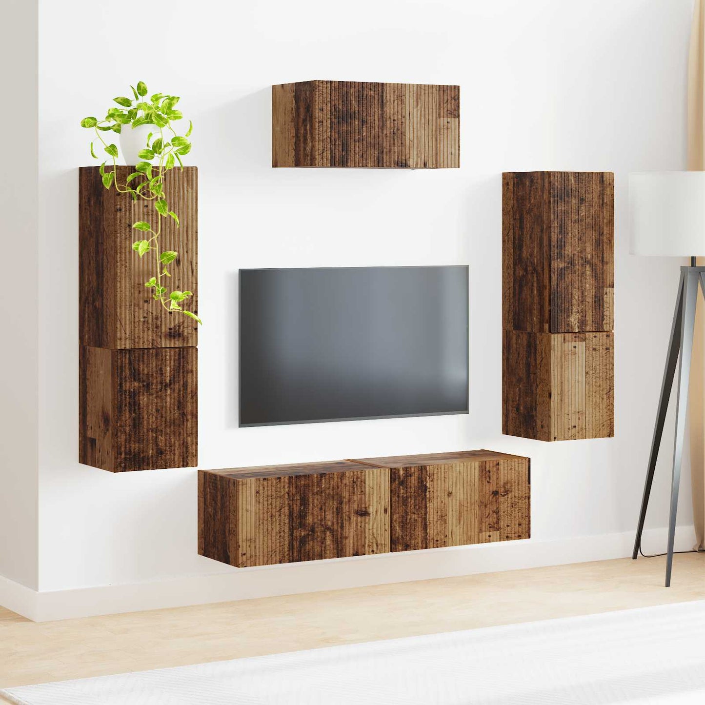 TV-Schrankset Wandmontiert 4 pcs Altholz Holzwerkstoff