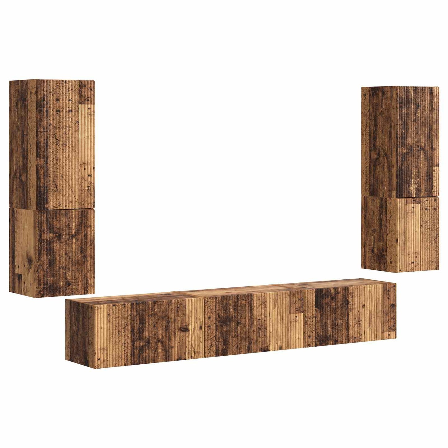TV-Schrankset Wandmontiert 4 pcs Altholz Holzwerkstoff