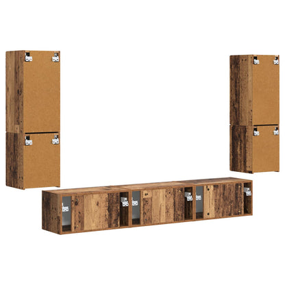 TV-Schrankset Wandmontiert 4 pcs Altholz Holzwerkstoff