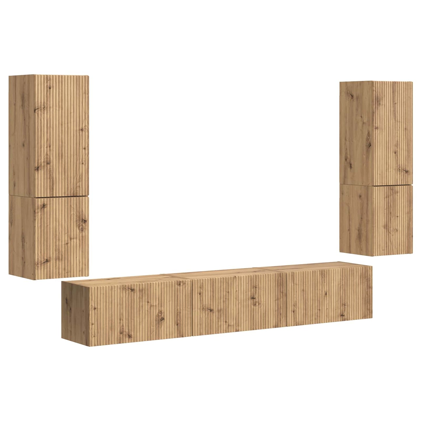 TV-Schrankset Wandmontiert 4 pcs Artisan-Eiche Holzwerkstoff