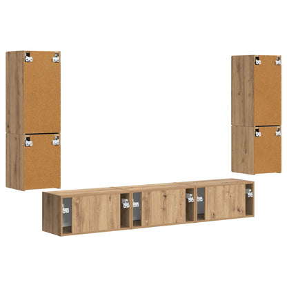 TV-Schrankset Wandmontiert 4 pcs Artisan-Eiche Holzwerkstoff