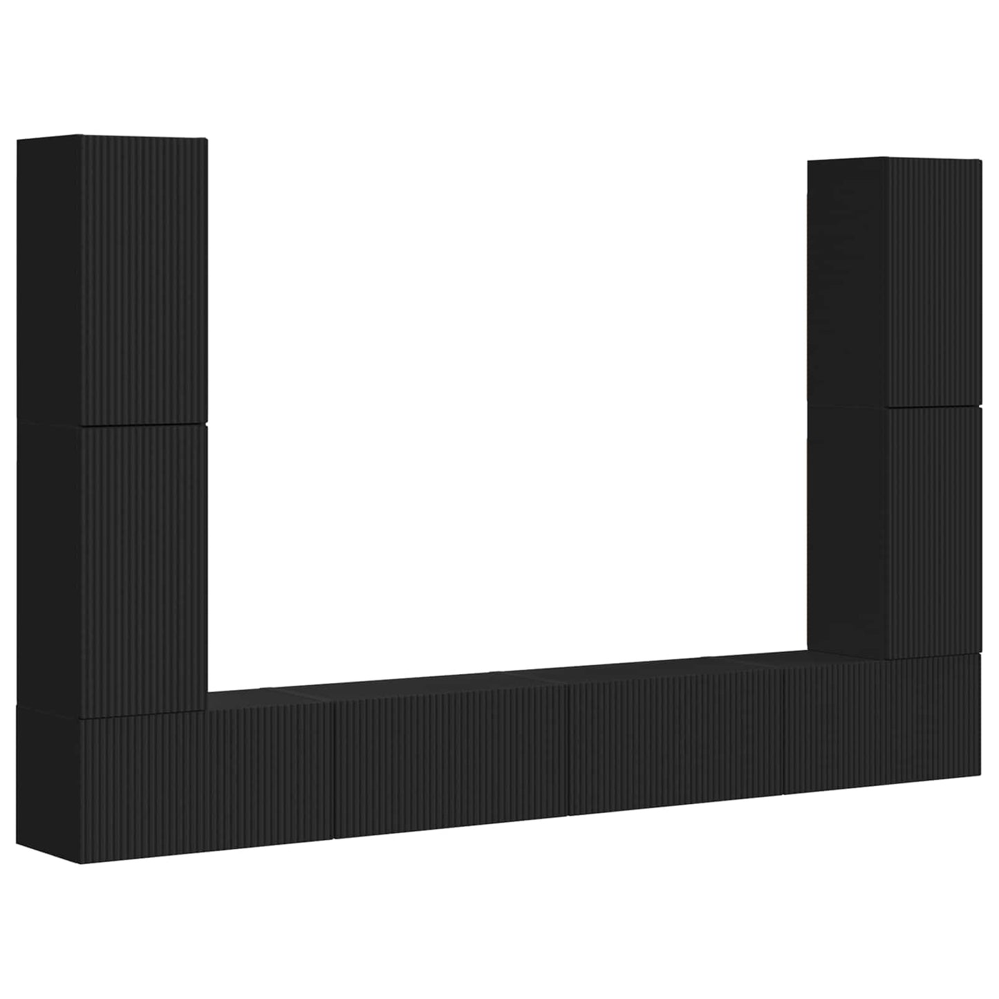 TV-Schrankset 8 pcs Schwarz Holzwerkstoff