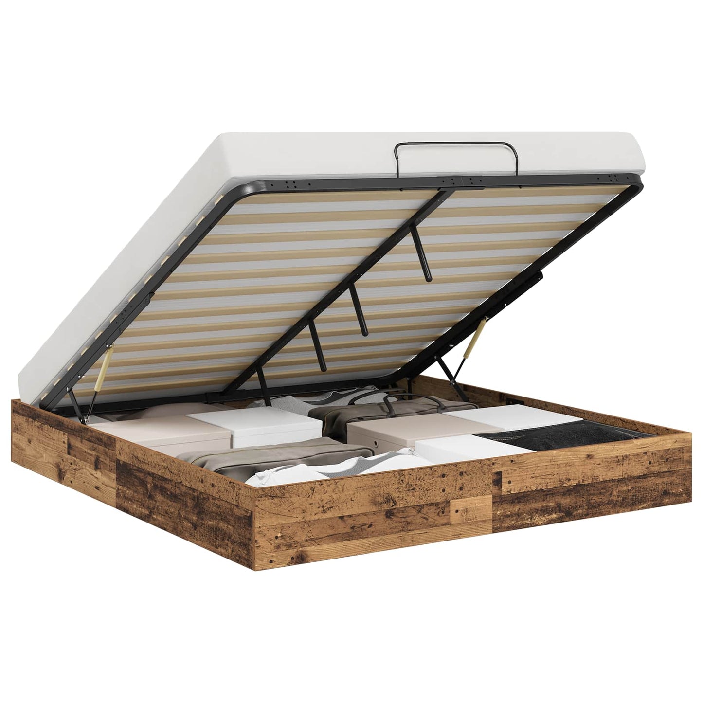 Ottoman Bettgestell Altholz 160 x 200 cm Holzwerkstoff