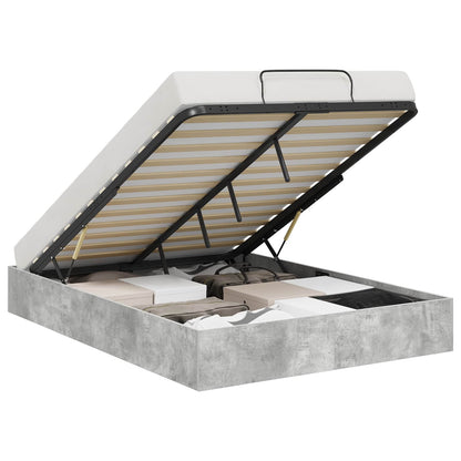 Ottoman Bettgestell Beton Grau 120 x 190 cm Holzwerkstoff