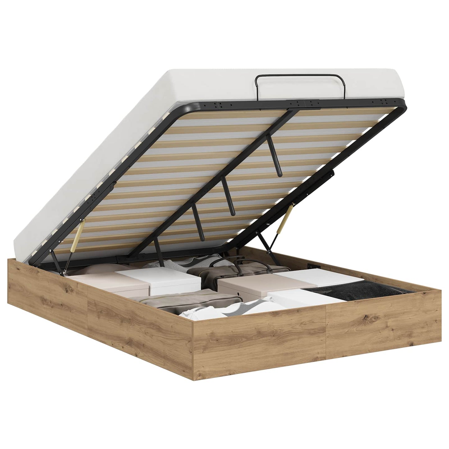 Ottoman Bettgestell Artisan-Eiche 120 x 190 cm Holzwerkstoff