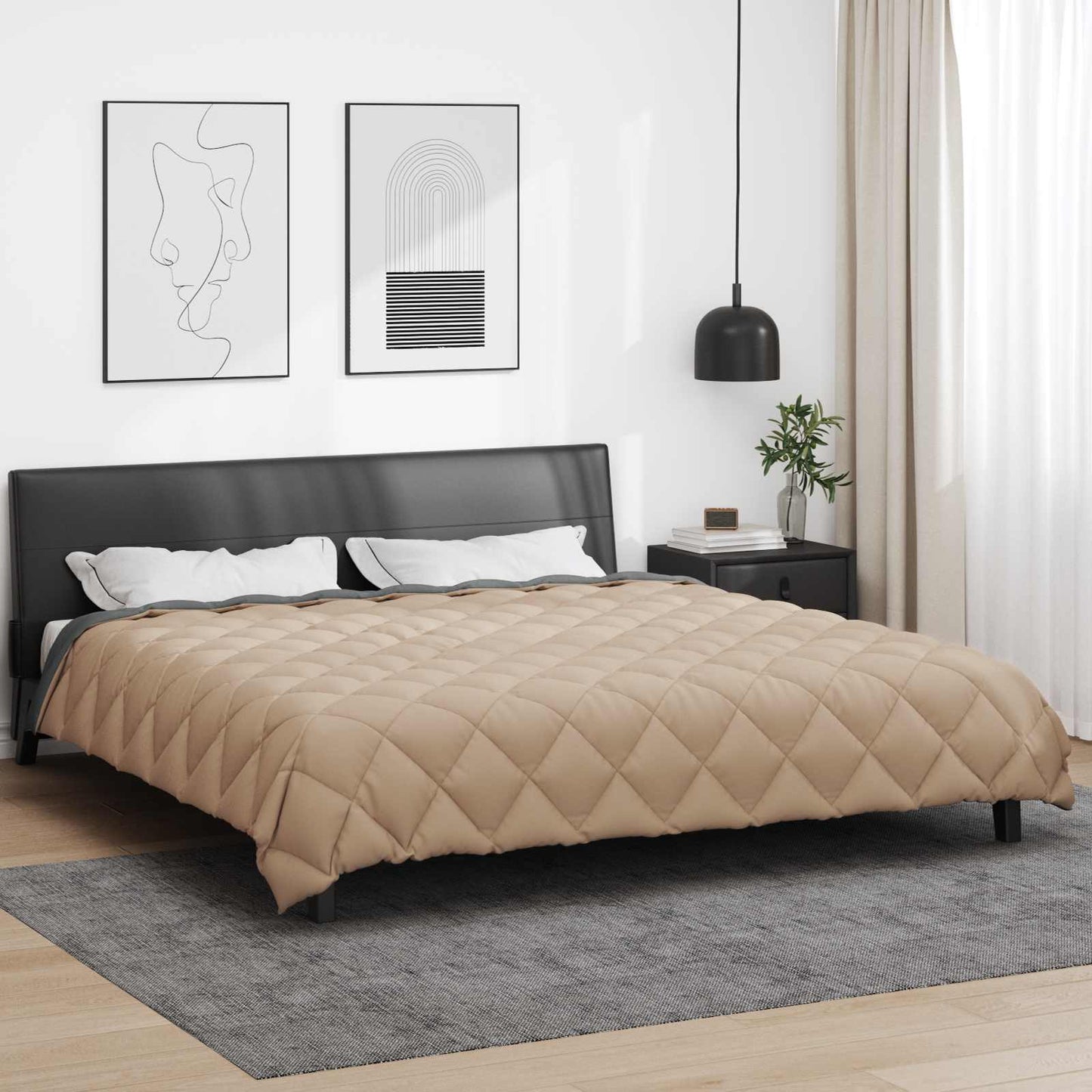 Winterbettdecke Anthrazit und Taupe 220 x 200 cm Mikrofaser
