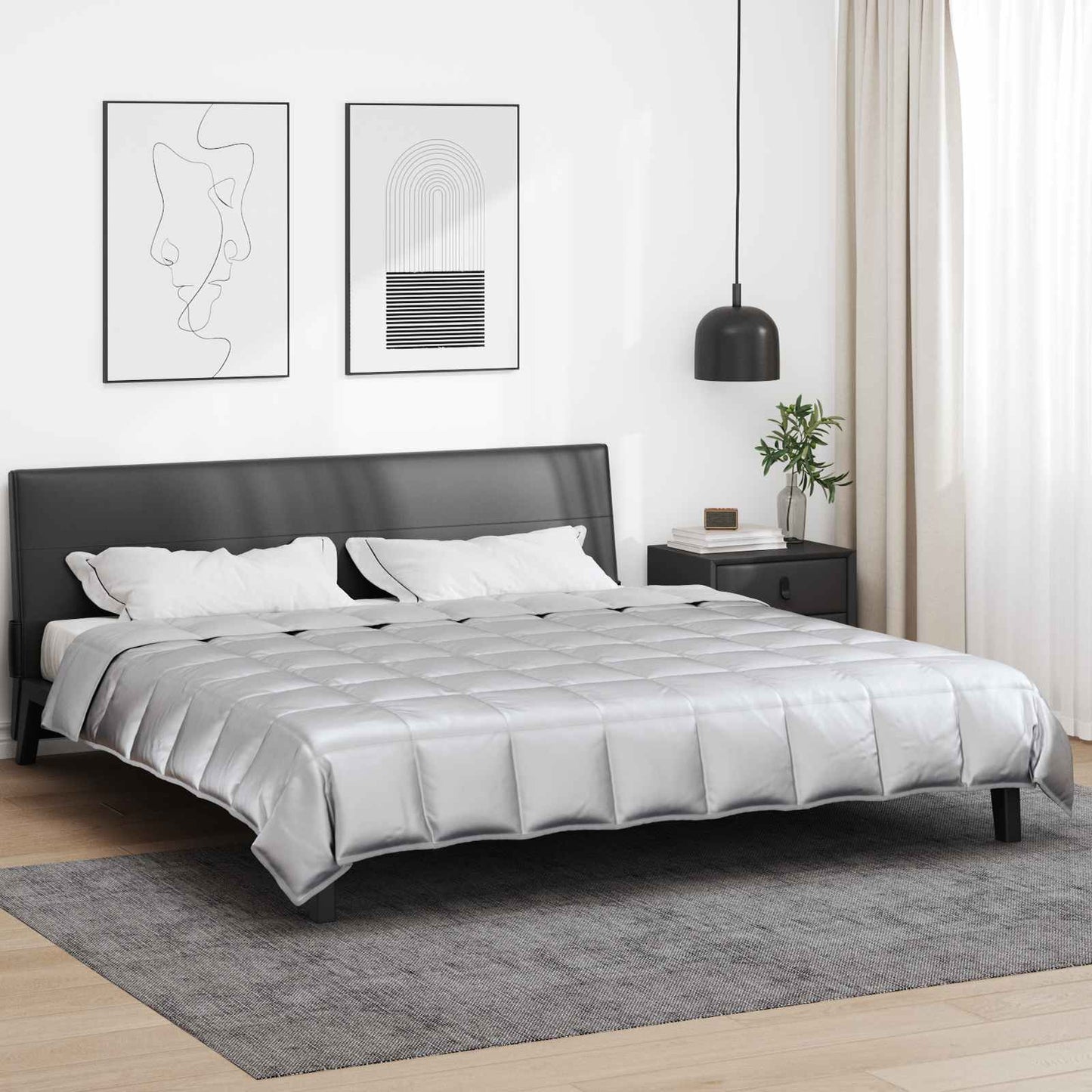 Sommerdecke Silber 240 x 260 cm Satin und Mikrofaser