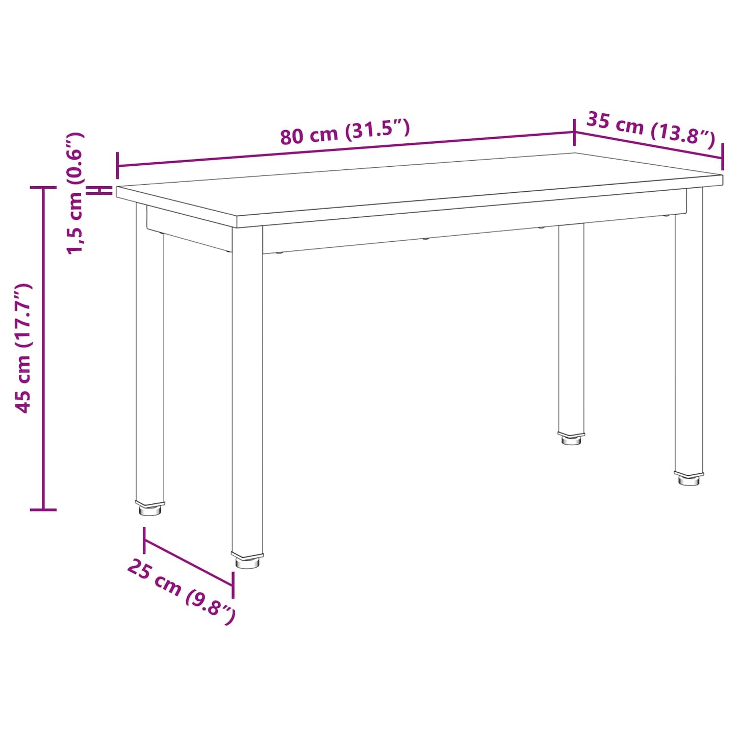 Bank Schwarz Eichen-Optik 80 x 35 x 45 cm Holzwerkstoff