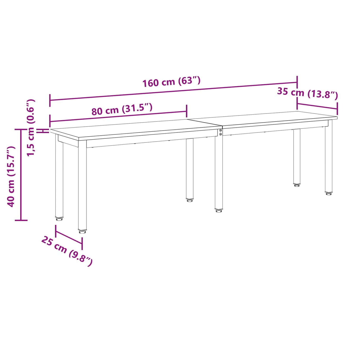 Bank Graues Sonoma 160 x 35 x 45 cm Holzwerkstoff