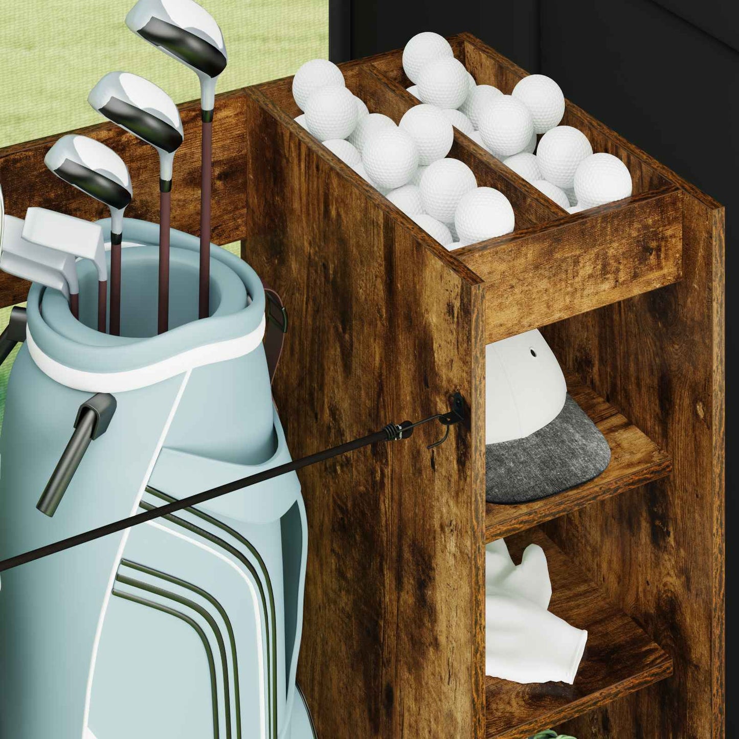 Golf Schrank Mit Rad Uni Geräucherte Eiche 120 x 45 x 98 cm