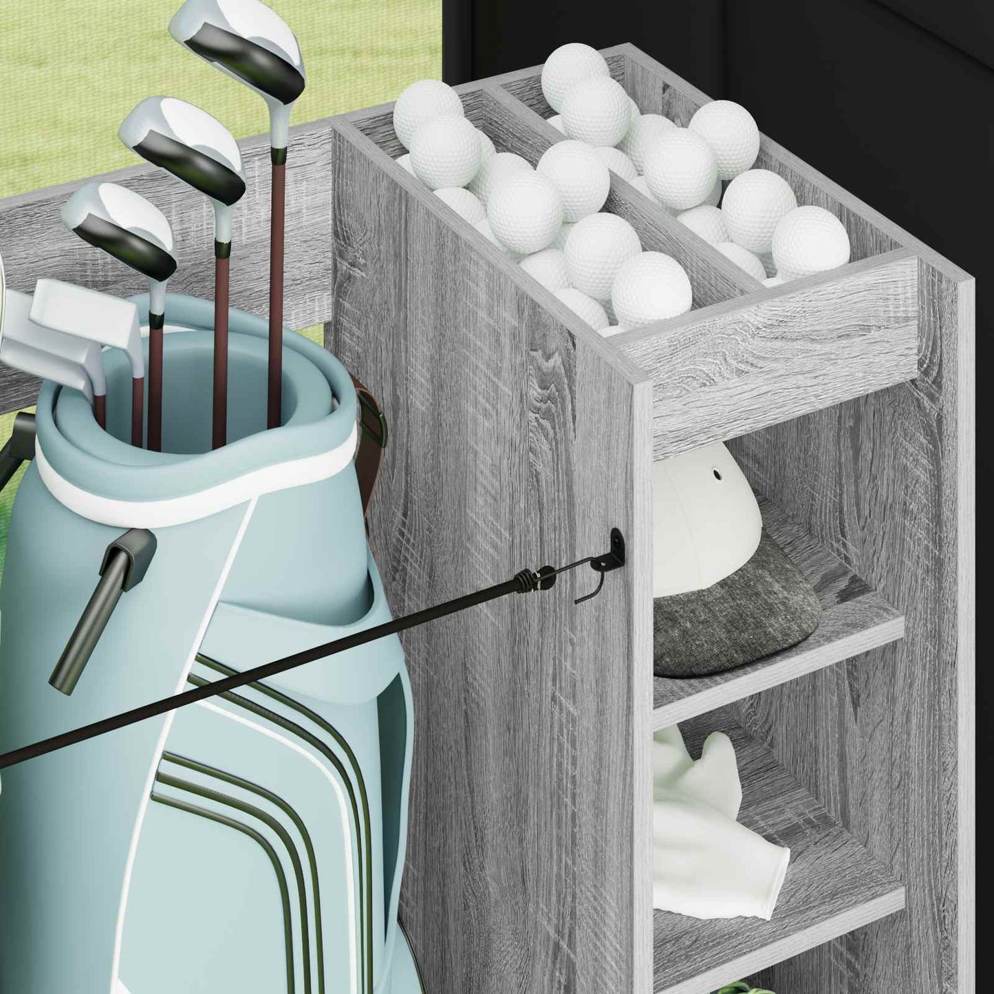 Golf Schrank Mit Rad Uni Graues Sonoma 120 x 45 x 98 cm