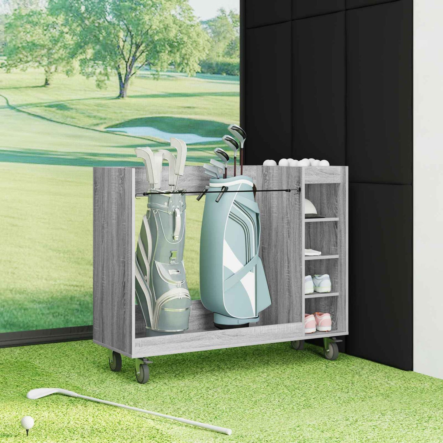 Golf Schrank Mit Rad Uni Graues Sonoma 120 x 45 x 98 cm