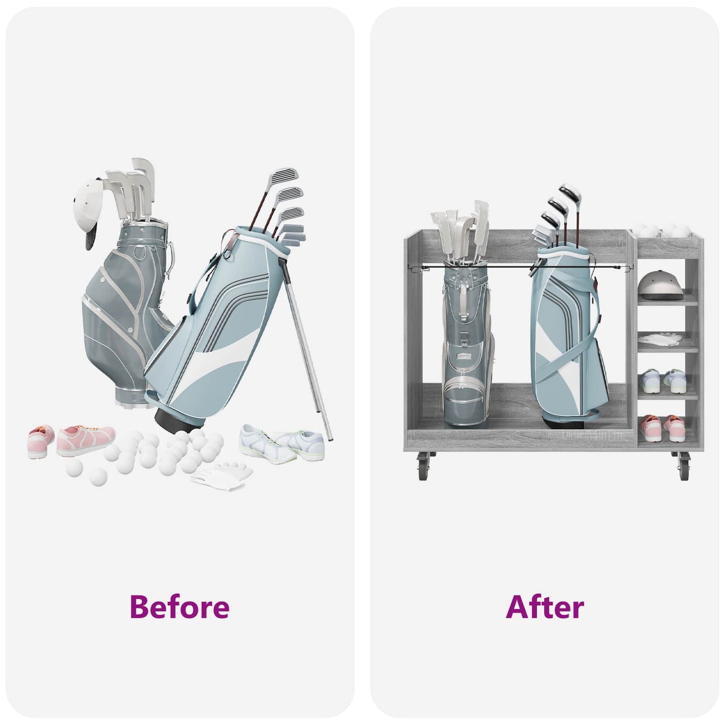 Golf Schrank Mit Rad Uni Graues Sonoma 120 x 45 x 98 cm