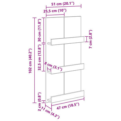 Magazinregal Geräucherte Eiche 51 x 11 x 102 cm Holzwerkstoff