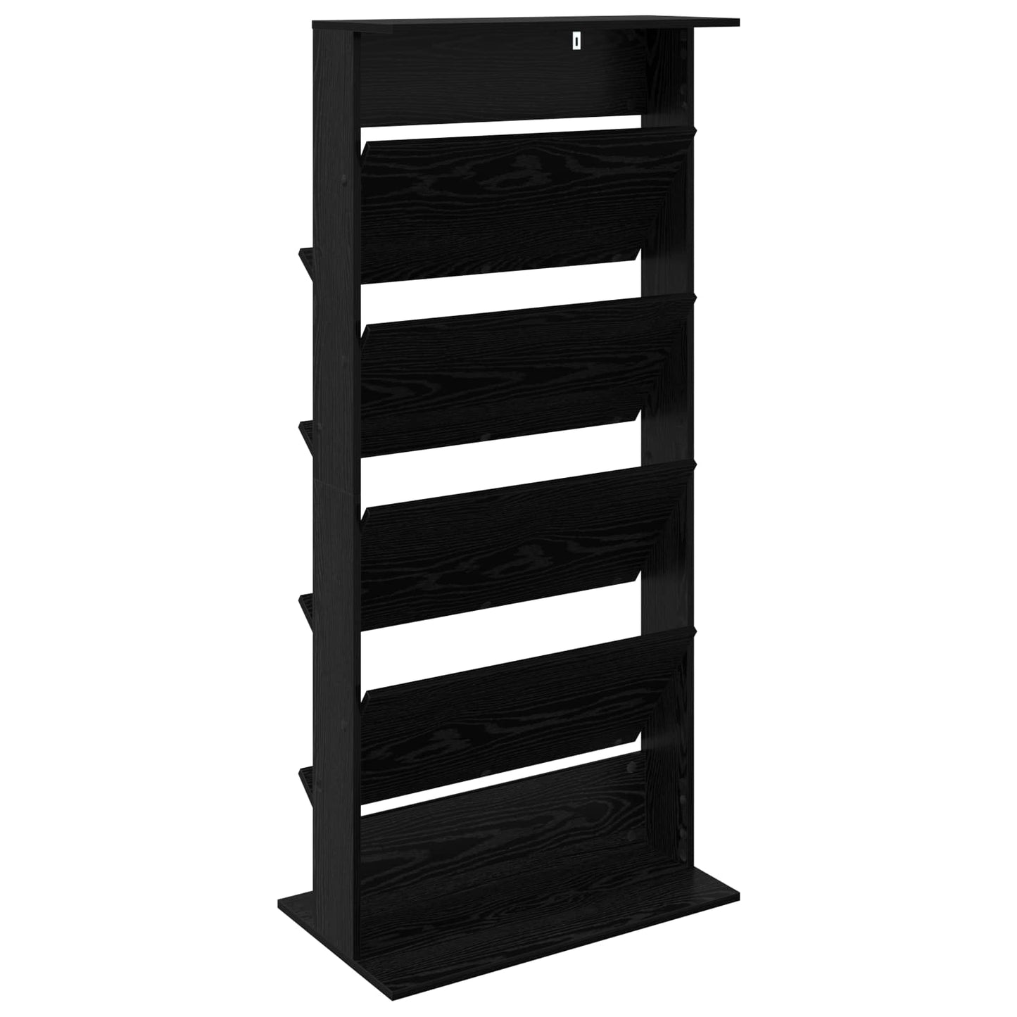 Magazinregal mit Regal Schwarz Eichen-Optik 70 x 41 x 156 cm